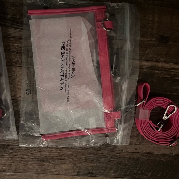 NIP! Thirty-One Crossbody-Clear in Hibiscus Hot Pink Smooth Pebble w/wallet. - Picture 4 of 6